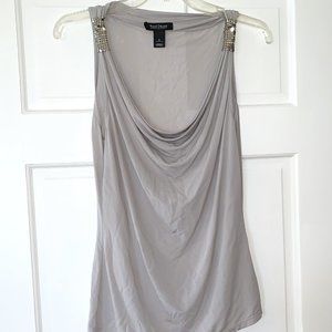 White House Black Market Embellished Tank Top Womens Size Small Gray